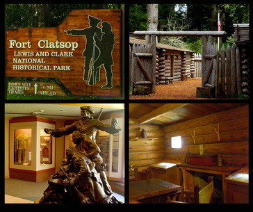 Picture collage of Fort Clatsop